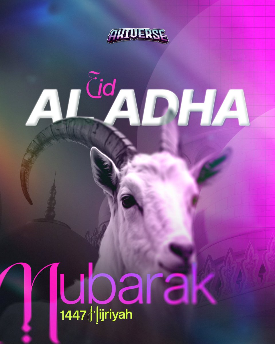 Akiverse_io's tweet photo. Wishing you and your loved ones a blessed Eid al-Adha. 

Eid Mubarak! 🌙 https://t.co/tQNpCph4WS