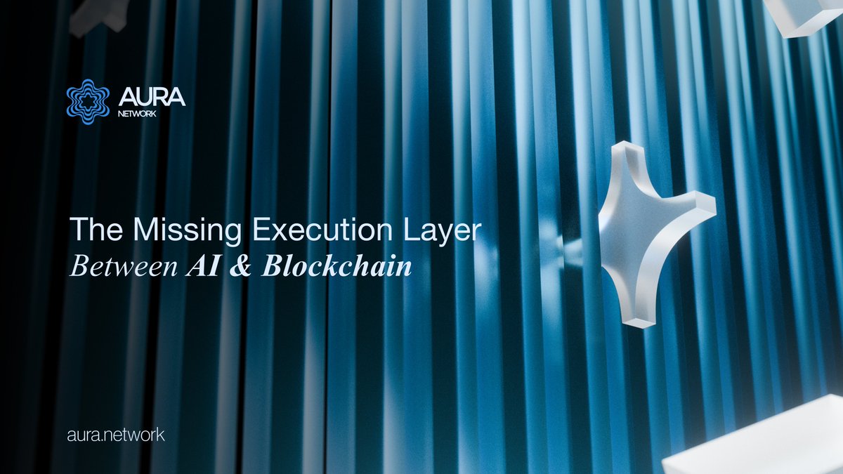 AuraNetworkHQ's tweet photo. AI agents are evolving from assistants into economic actors. But there is still a missing execution layer between AI and the on-chain economy.

AI needs ownership, programmable execution, trusted settlement, and economic coordination. Blockchain needs usability, automation, and intelligent interaction.

The convergence of AI and blockchain unlocks a new model: AI-native economies where autonomous agents can interact with assets, applications, and real-world value through programmable on-chain infrastructure.