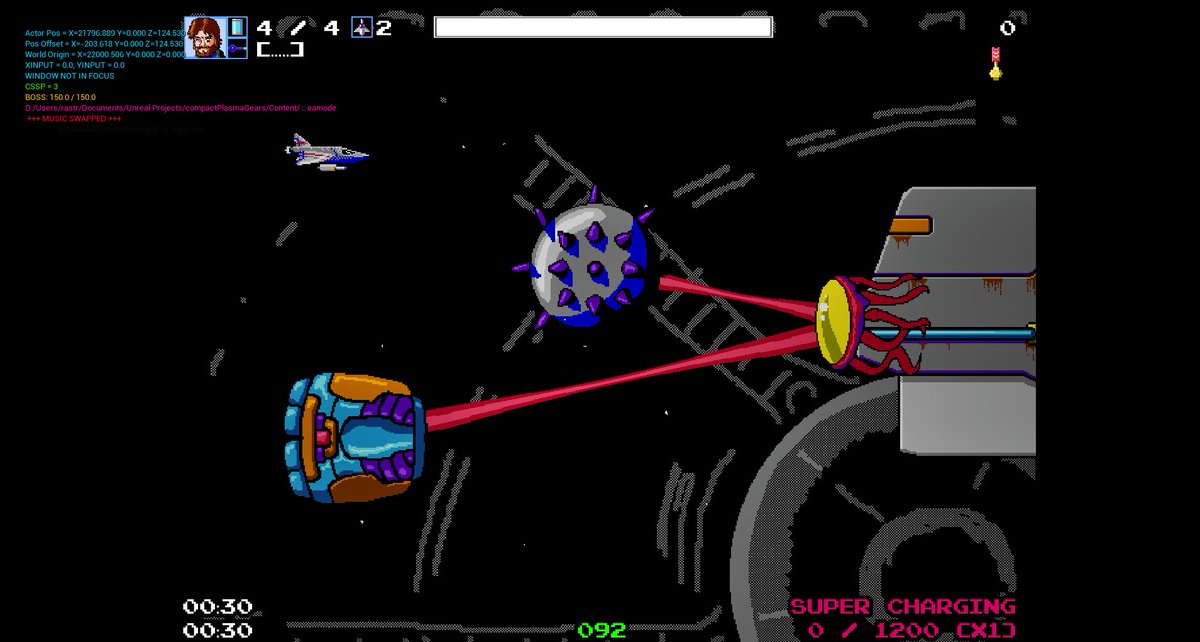 c_rastrelly's tweet photo. Finally getting to properly test the World 7 boss. Still needs some work, but the bastard is actually behaving the way he's supposed to.

#compactplasmagears #indiedev #solodev #pixelart #boss #smup https://t.co/I8z8XrCKf6