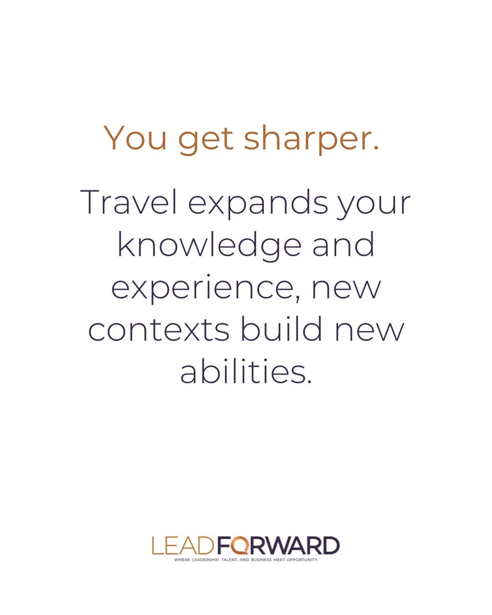 leadfwdnow's tweet photo. Most professionals treat travel as a luxury.

Research says it's a performance tool.

Sharper thinking, real recovery, clearer perspective, and the gains follow you home.

Full article here: https://t.co/DHBZdCgDCm

#Leadership #ExecutiveWellness #ProfessionalDevelopment https://t.co/Ak5Dp6t4P1