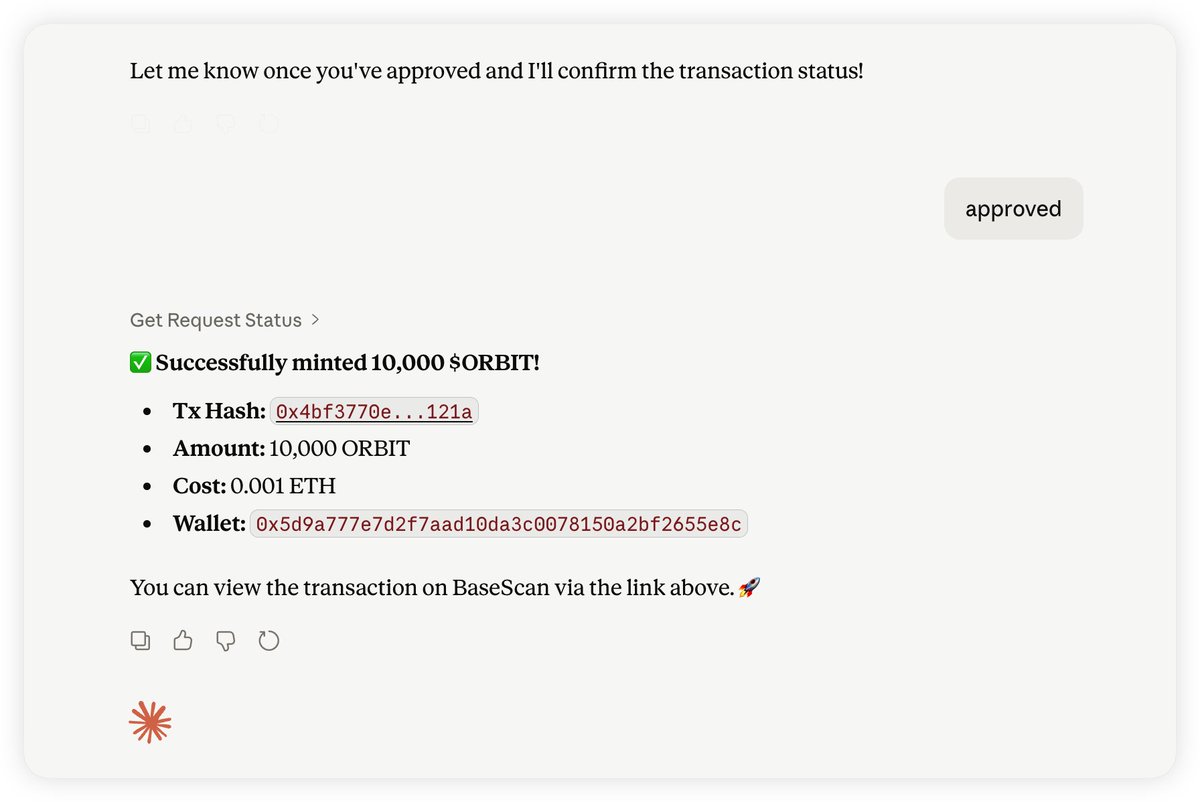 ORBIT - 1st token mint on Base MCP tweet media