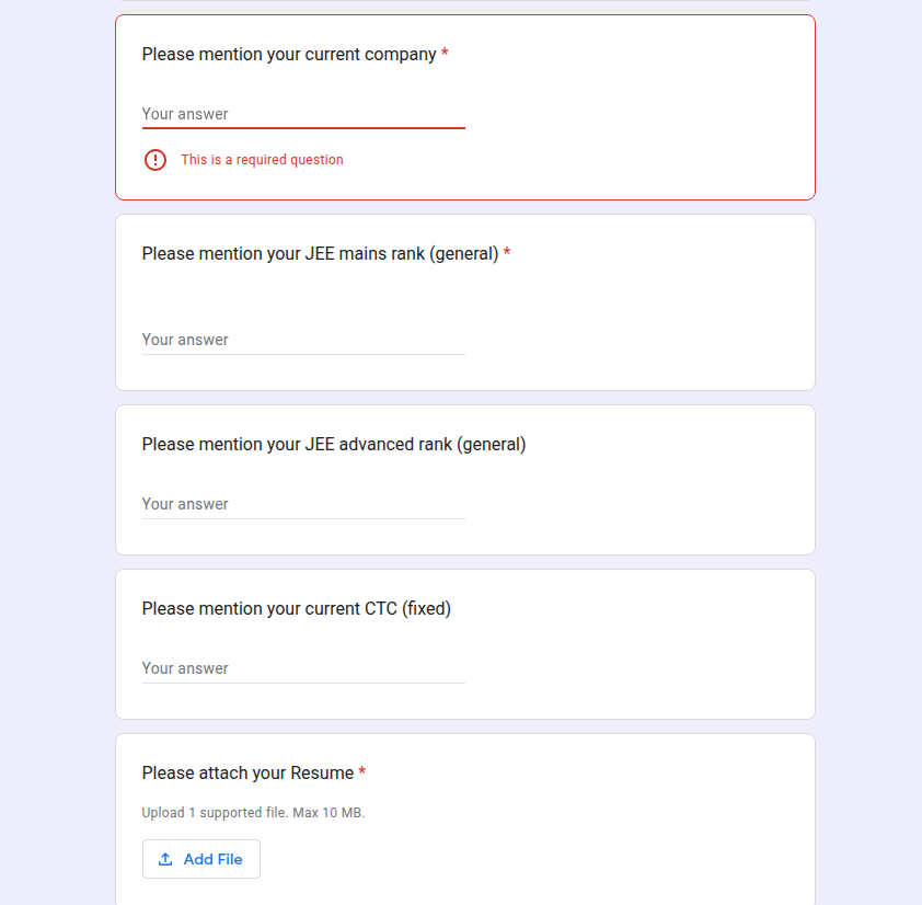 anshumancdx's tweet photo. Imagine seeing this shit in a job application form https://t.co/pstXuUwP9P