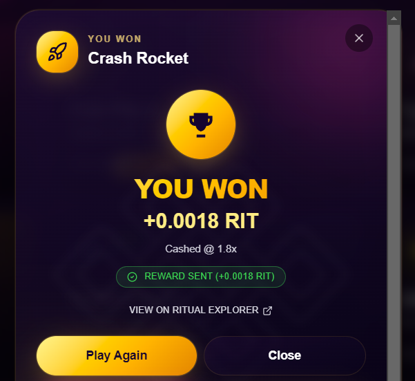 0xStacy1's tweet photo. Continuing to explore @ritualnet testnet and today I tested Lucky Arcade. It is full-featured onchain mini arcade built on Ritual Testnet. 

The lobby has 6 games

Neon Dice with payouts up to 96x, Coin Flip X where a correct guess doubles your bet, Cyber Slots with symbol matching, classic Roulette Pro, Crash Rocket where you have to cash out before the rocket crashes, and Daily Lucky Spin - a free reward every 24 hours

minimum bet is 0.001 RIT. There is a leaderboard tracking top players by number of wins and total amount won per day