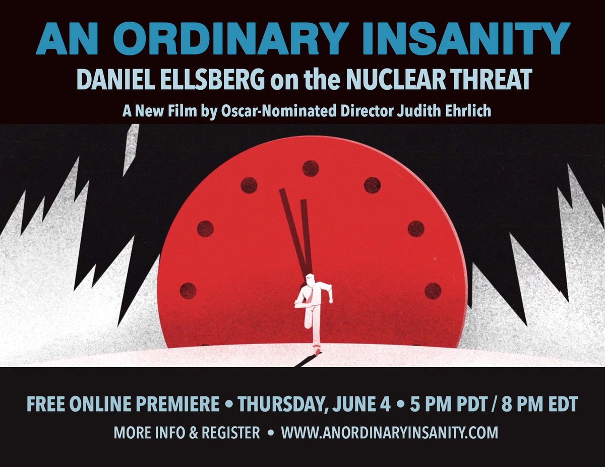 GlobalSolutions's tweet photo. 🕰 The last treaty limiting US and Russian nuclear arsenals expired in February. No binding limits remain.

One year before he died, Daniel Ellsberg, a member of the CGS National Advisory Council, sat for a film about exactly this moment.

Free premiere: https://t.co/kaccIAdOcp https://t.co/RemD3fVmQW