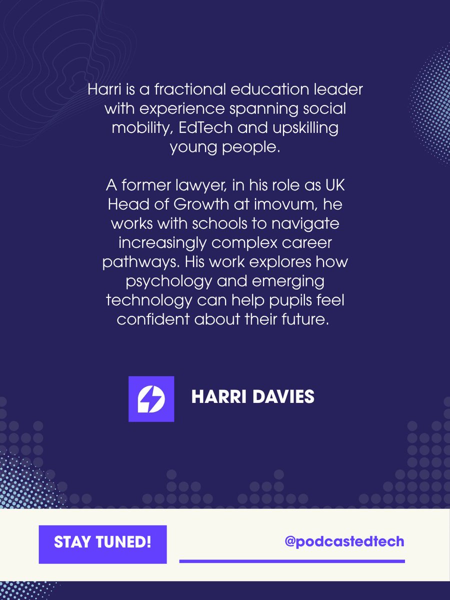 PodcastEdtech's tweet photo. Career pathways are changing fast — and schools are trying to keep up.

In our upcoming episode, Harri Davies shares his perspective on education, social mobility, and the role emerging technology may play in helping young people feel more confident about their future. https://t.co/nAFho9gzwh
