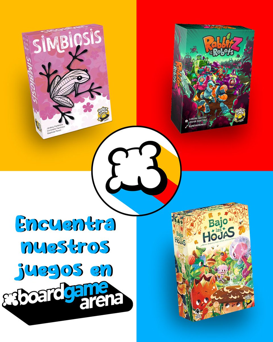 rocketlemon's tweet photo. ¿Sabes que puedes jugar a nuestros juegos en Board Game Arena?
Puedes jugar a Bajo las hojas , Simbiosis  y RabbitZ &amp; Robots (Aunque aún está en alpha)

¡Uy! ¿Y esa segunda imagen? 🤔 Tal vez uno de nuestros próximos juegos también se puede jugar en BGA... ¡¿Cual será?! 😱 https://t.co/RGGy1PghdF