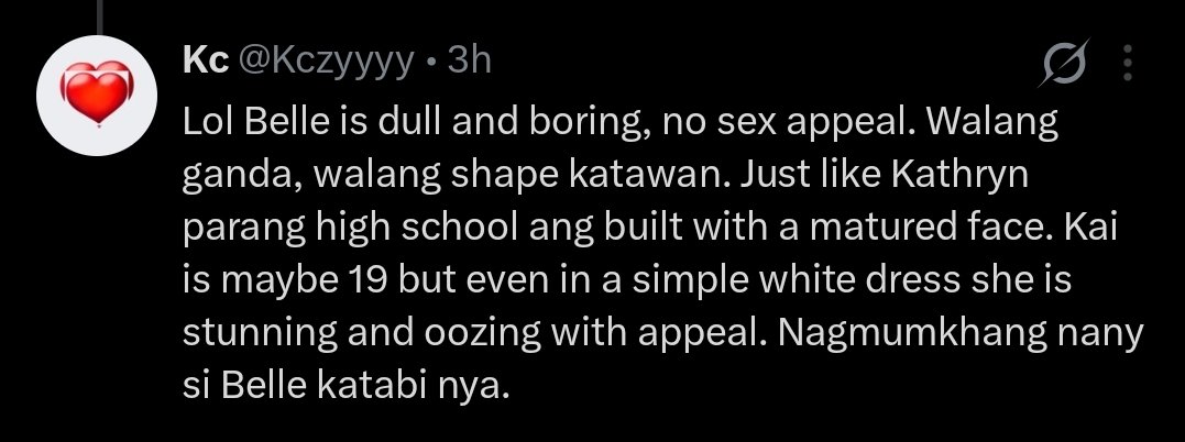 hi_rirri's tweet photo. @Kczyyyy @kakaimarmilat Dadamay mo pa si Kolette eh una pa lang basher kana ni Belle . Tonta https://t.co/dQmLob3HGX