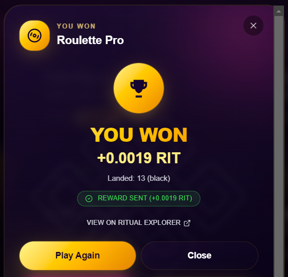 0xStacy1's tweet photo. Continuing to explore @ritualnet testnet and today I tested Lucky Arcade. It is full-featured onchain mini arcade built on Ritual Testnet. 

The lobby has 6 games

Neon Dice with payouts up to 96x, Coin Flip X where a correct guess doubles your bet, Cyber Slots with symbol matching, classic Roulette Pro, Crash Rocket where you have to cash out before the rocket crashes, and Daily Lucky Spin - a free reward every 24 hours

minimum bet is 0.001 RIT. There is a leaderboard tracking top players by number of wins and total amount won per day