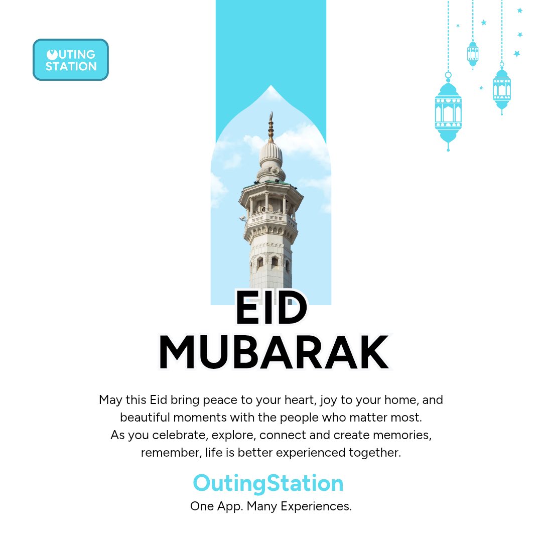 OutingStation's tweet photo. From all of us at OutingStation, Eid Mubarak to you and your loved ones 🌙✨

Celebrate. Explore. Connect. Create memories 🤍

OutingStation — One App. Many Experiences. https://t.co/iPoTWo02V2