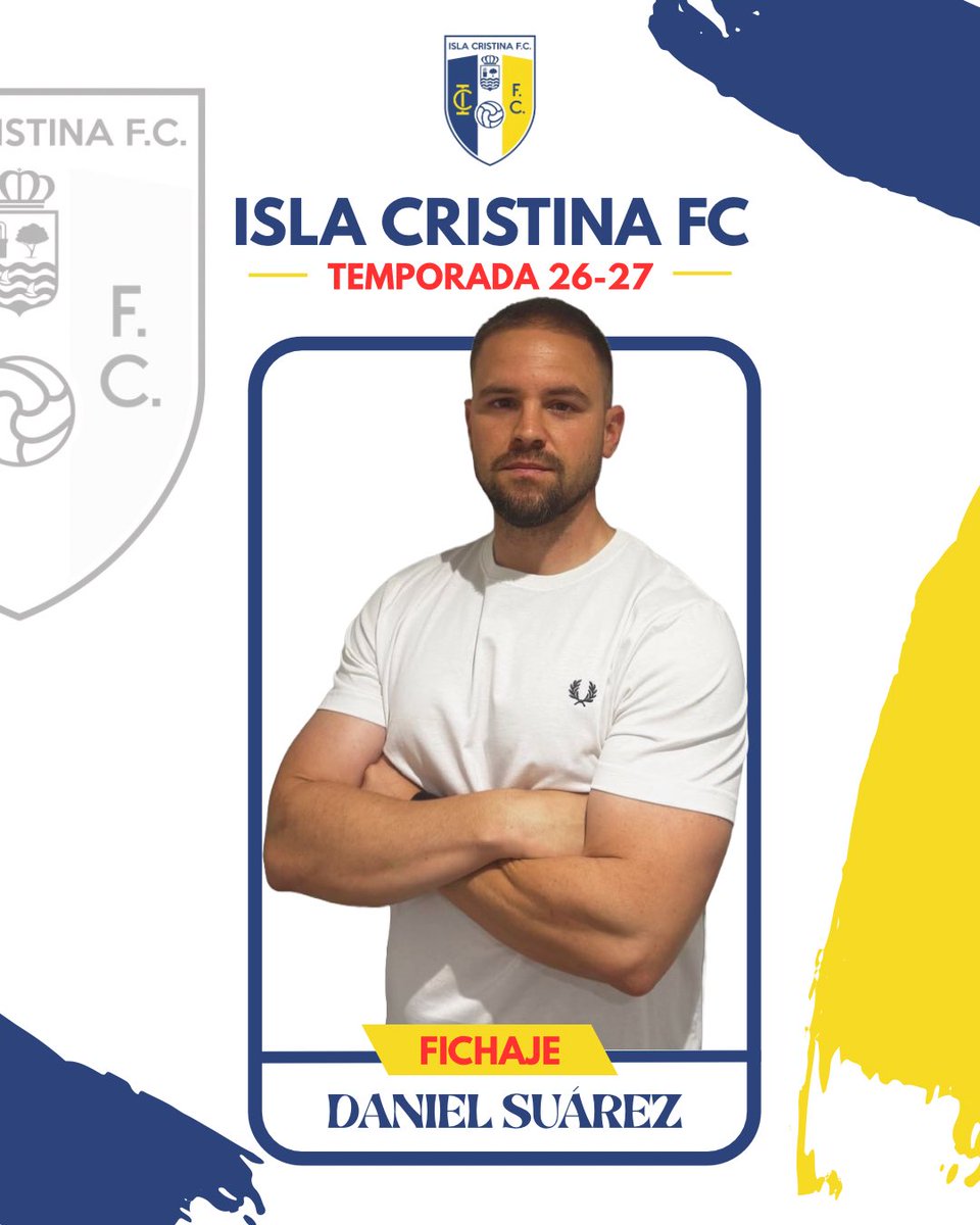 IslaCristinaFC's tweet photo. ✍🏼 𝙉𝙐𝙀𝙑𝙊 𝙁𝙄𝘾𝙃𝘼𝙅𝙀 | Daniel Suárez, nuevo entrenador del Isla Cristina FC 🟡🔵

Daniel Suárez vuelve a nuestra casa, su casa, para liderar el proyecto deportivo de la temporada 26/27 al frente del conjunto amarillo. 

¡BIENVENIDO A CASA, DANI! 🏠
#SiempreIsla💛💙 https://t.co/4daCF2fq8J