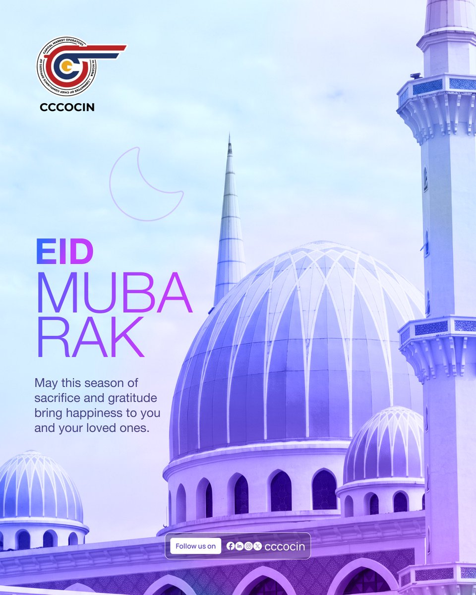 cccocin's tweet photo. We’re wishing you and your loved ones a joyful and peaceful Eid El-Kabir.

May this special occasion bring blessings, happiness, and renewed hope into your lives.

#EidMubarak #EidElKabir #Celebration #CCCOCIN https://t.co/UorEivYs7I