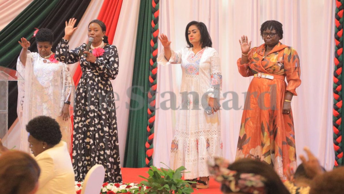StandardKenya's tweet photo. First Lady of Kenya Rachel Ruto, Uganda’s High Commissioner to India Joyce Kakuramatsi, Nairobi Woman Representative Esther Passaris, Dagoretti North MP Beatrice Elachi, and Senator Veronica Maina, together with women leaders and invited guests, during the 3rd National Prayer Breakfast Women Convocation themed “Forgiveness and Reconciliation” at Safari Park Hotel in Nairobi on May 27, 2026.
Photos: Elvis Ogina