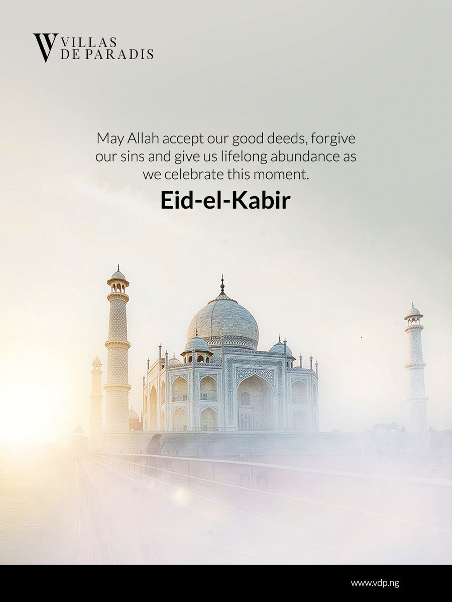 VillasDeP's tweet photo. May your sacrifices be accepted, your prayers be answered, and may this season mark the beginning of something truly beautiful in your life.

Eid Mubarak from all of us at Villas De Paradis.

#VillasDeParadis #EidElKabir #EidMubarak #AbujaRealEstate https://t.co/pHJSkBh1LA