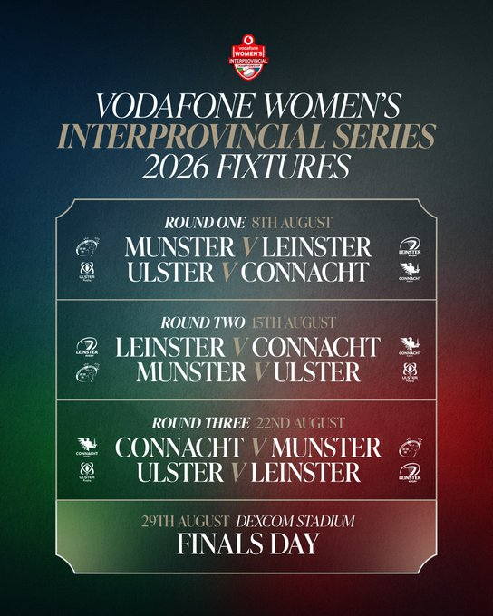 Furlo's tweet photo. #connachtrugby Connacht begin their Womens Interprovincial campaign away to Ulster on Aug 8;

Away to Leinster on Aug 15 and then home v Munster Aug 22; 

Finals will be held in Dexcom on Aug 29.

Kick-Off times and venues TBC https://t.co/ro24npEDab