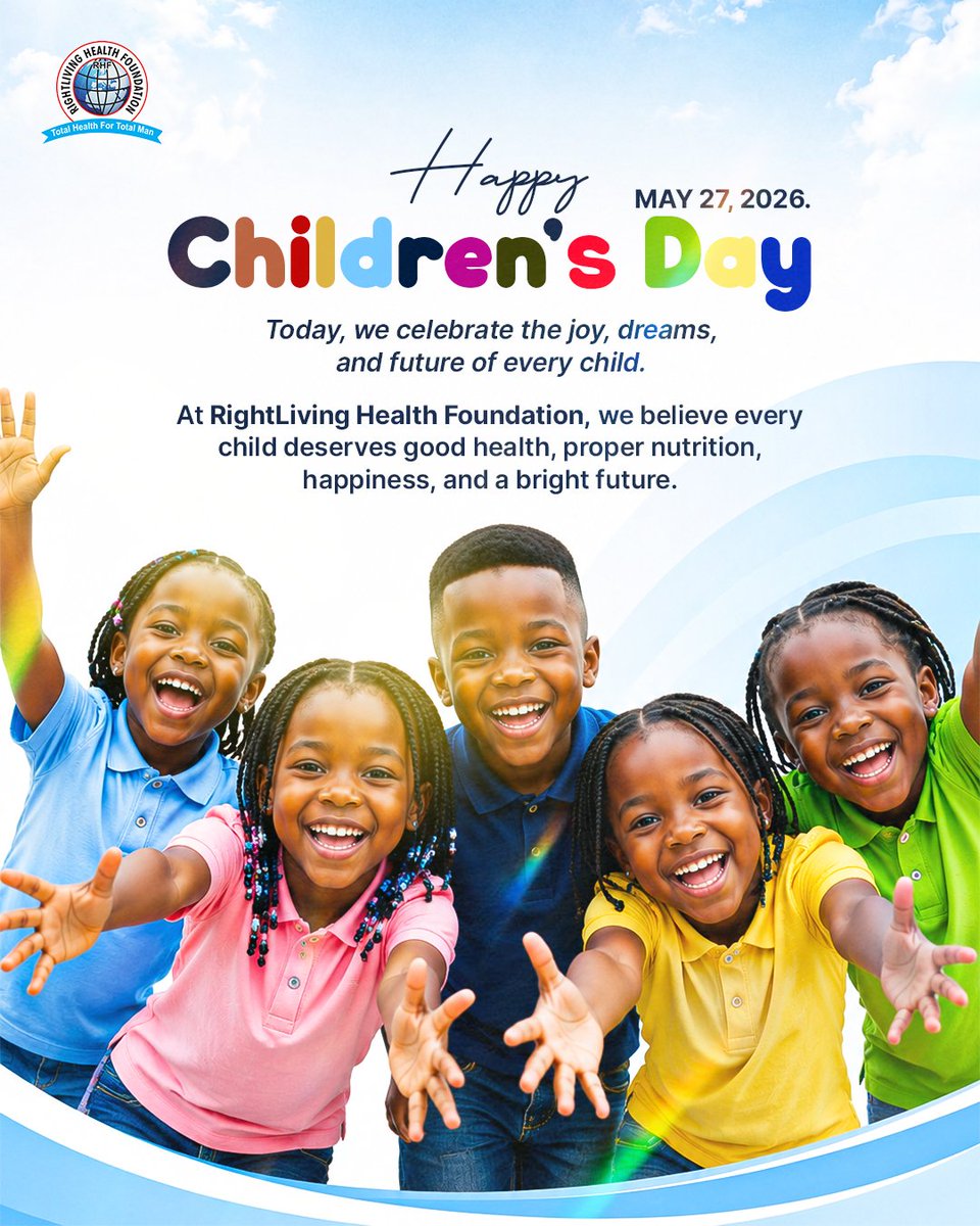 RightlivingF's tweet photo. Healthy children. Strong future. Bright tomorrow. 💙✨

Happy Children’s Day from RightLiving Health Foundation.

#ChildrensDay #RHF #HealthyChildren #BrightFuture #TotalHealthForTotalMan https://t.co/9DMzxl7p7n