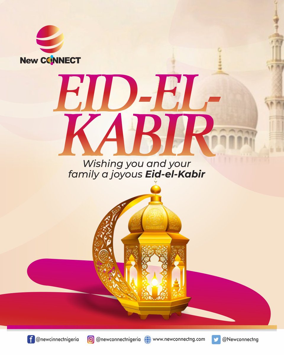 Newconnectng's tweet photo. Happy Eid-el-Kabir

May the spirit of this season bring peace, prosperity, and happiness to our homes

Eid Mubarak | Ibadah https://t.co/PDtHsTSyaC