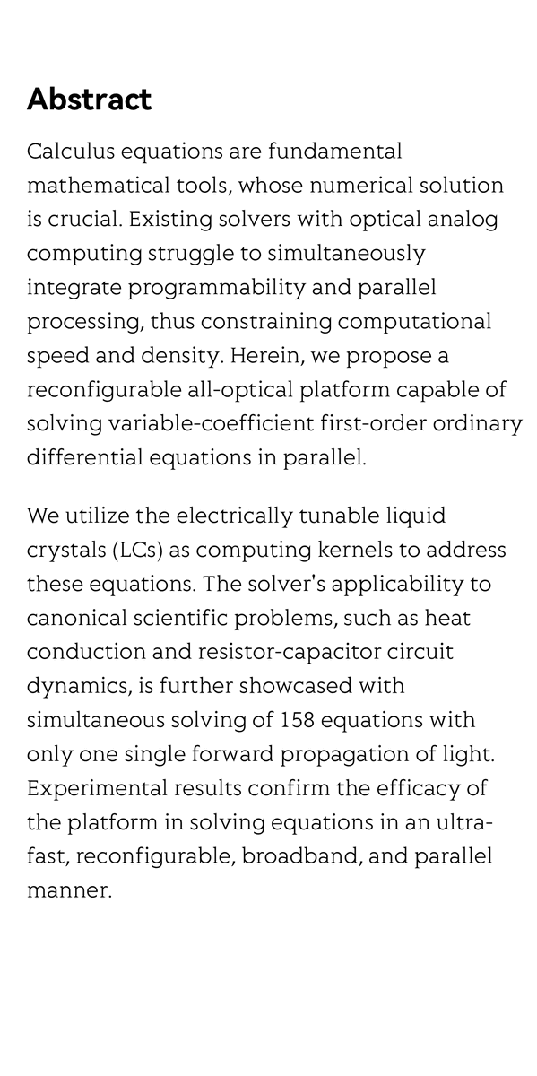 pubcard_net's tweet photo. "Massively parallel and programmable photonic differential equation solver" is featured on PubCard @OptoElectronAdv Full-length paper available at https://t.co/OdimM34VjJ https://t.co/QjD3L6GQKP