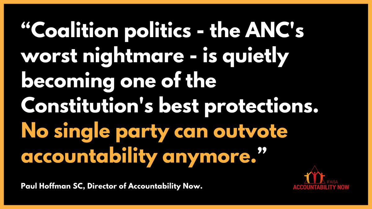 Accountnow_SA's tweet photo. The Constitution hasn't survived because of the ANC.

It has survived despite it.

The courts, civil society, and - increasingly - smaller opposition parties are the ones doing the heavy lifting. 

The Phala Phala judgment is the latest proof of that, says @PaulHoffmanSC. https://t.co/ynnBZawaM3
