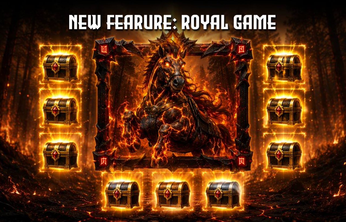 TOKKombat's tweet photo. 📣 NEW MODE: ROYAL GAME ⚡️

Welcome to Royal Game - a brand new TOK mode packed with surprise rewards!

 HOW IT WORKS:
• Each season, every player gets 10 turns to play
• Every turn unlocks a different reward
• After using all 10 chances, you must wait for the next season reset to play again

POSSIBLE REWARDS:
💎 Ruby
🔧 Pliers
📌 Nails
🗡 Dagger + Golden League Ticket
🛡 Safe Ticket
💎 Diamond
✨ Dust
🔐 Lock + Big Dice Bag
🔥 Rune lv4 (2 Legendary stat + 2 Epic stat)
🐦 Bird Gear lv4 (3 Legendary stat + 1 Epic stat)
🐎 Rare Horse with powerful skills

Will luck be on your side this season? 🍀
🔥Jump into Royal Game and claim your rewards now!

#TOKKombat