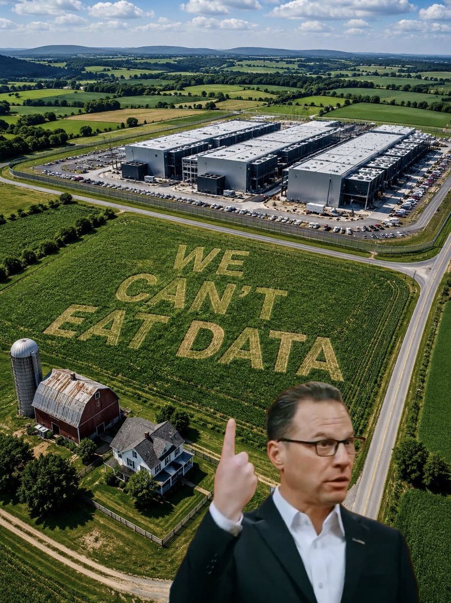 realdealtransam's tweet photo. Pennsylvania should not ever forget that @GovernorShapiro doesn’t care if you can afford to feed your family as long as he gets his “kickback” from all the data centers that are driving up your electricity bills https://t.co/bkb1e1kjYy