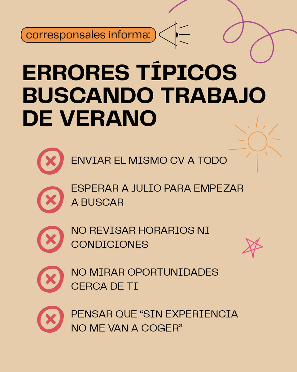 CorresCYL's tweet photo. ☀️💼 Errores típicos buscando trabajo de verano…

✅ Consejo real: un CV claro, actitud y moverse con tiempo hacen muchísimo más de lo que crees.

¿Añadirías alguno más? 👀

#CorresponsalesCyL #TrabajoDeVerano #EmpleoJoven #CV https://t.co/G4eb48rHKB