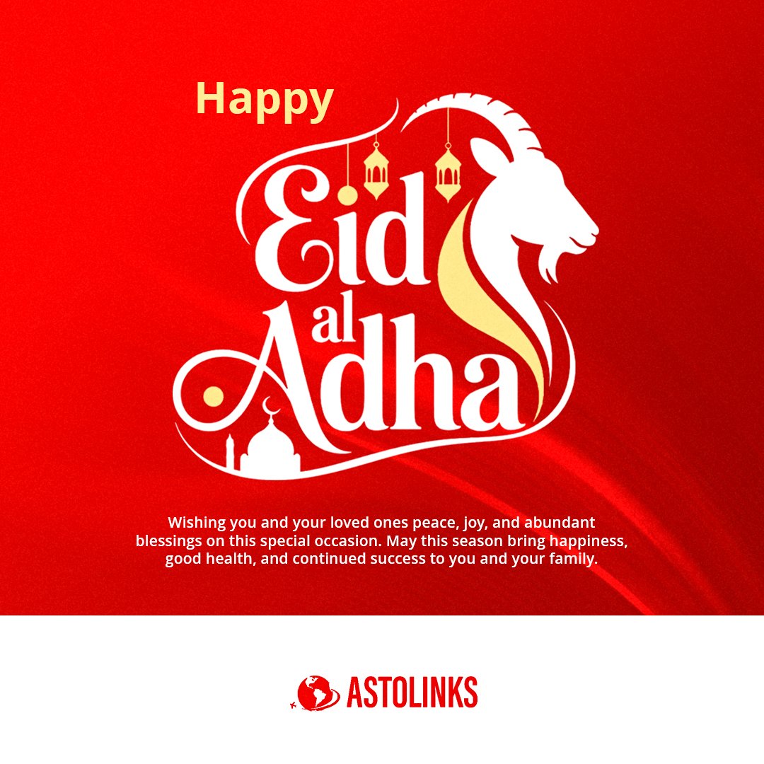 AstolinksInt1's tweet photo. Eid Mubarak from all of us at Astolinks 🌙✨
May this Eid -ul-Adha bring you peace, joy, and abundant blessings. Wishing you and your loved ones a beautiful celebration. ❤️ https://t.co/7OmgRjZZCP