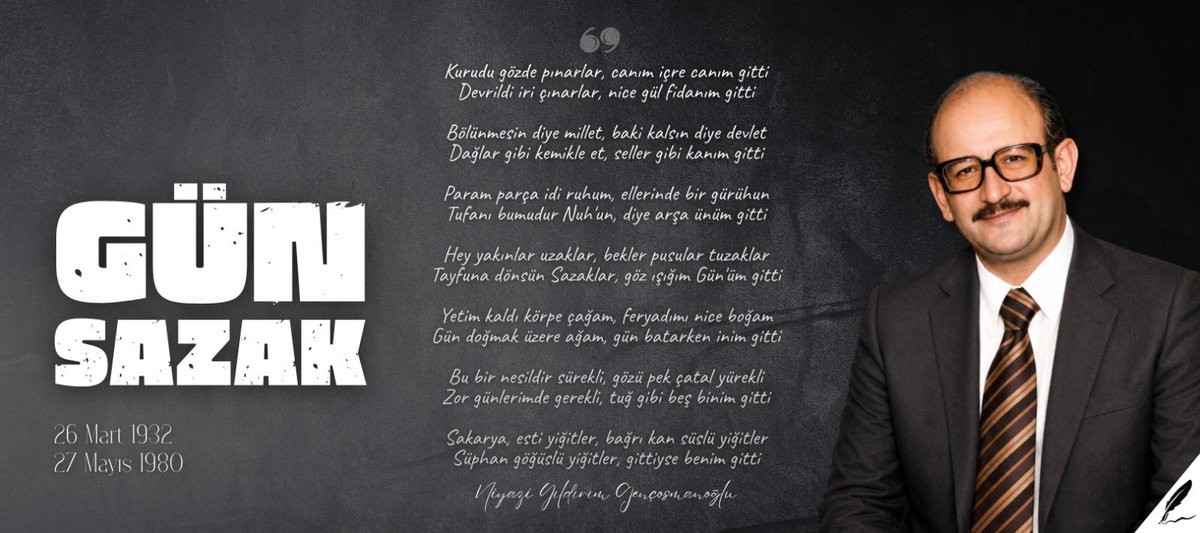 DivitResmi's tweet photo. Vefatının yıldönümünde, Türk siyasetinin pirüpak isimlerinden Gümrük ve Tekel Eski Bakanı Şehit Gün Sazak’ı rahmet ve minnetle anıyoruz.

#GünSazak https://t.co/7b3QIR97dv