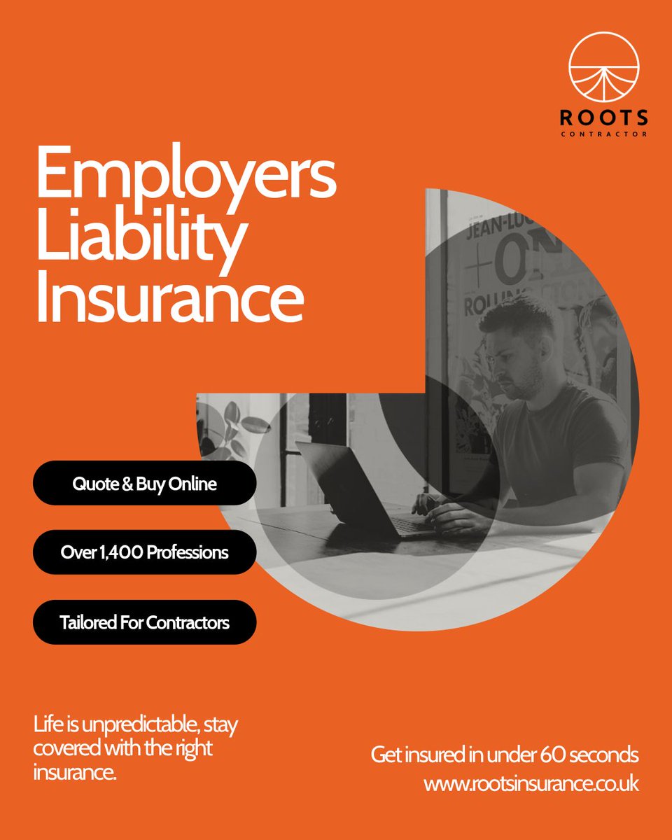 RootsContractor's tweet photo. Our Employers Liability policies provides cover for legal representation &amp; compensation arising from claims made against your company by employees in respect of bodily injury or damage to property.

Quote &amp; buy online &amp; get instant documentation https://t.co/XCJ3P8RG6x