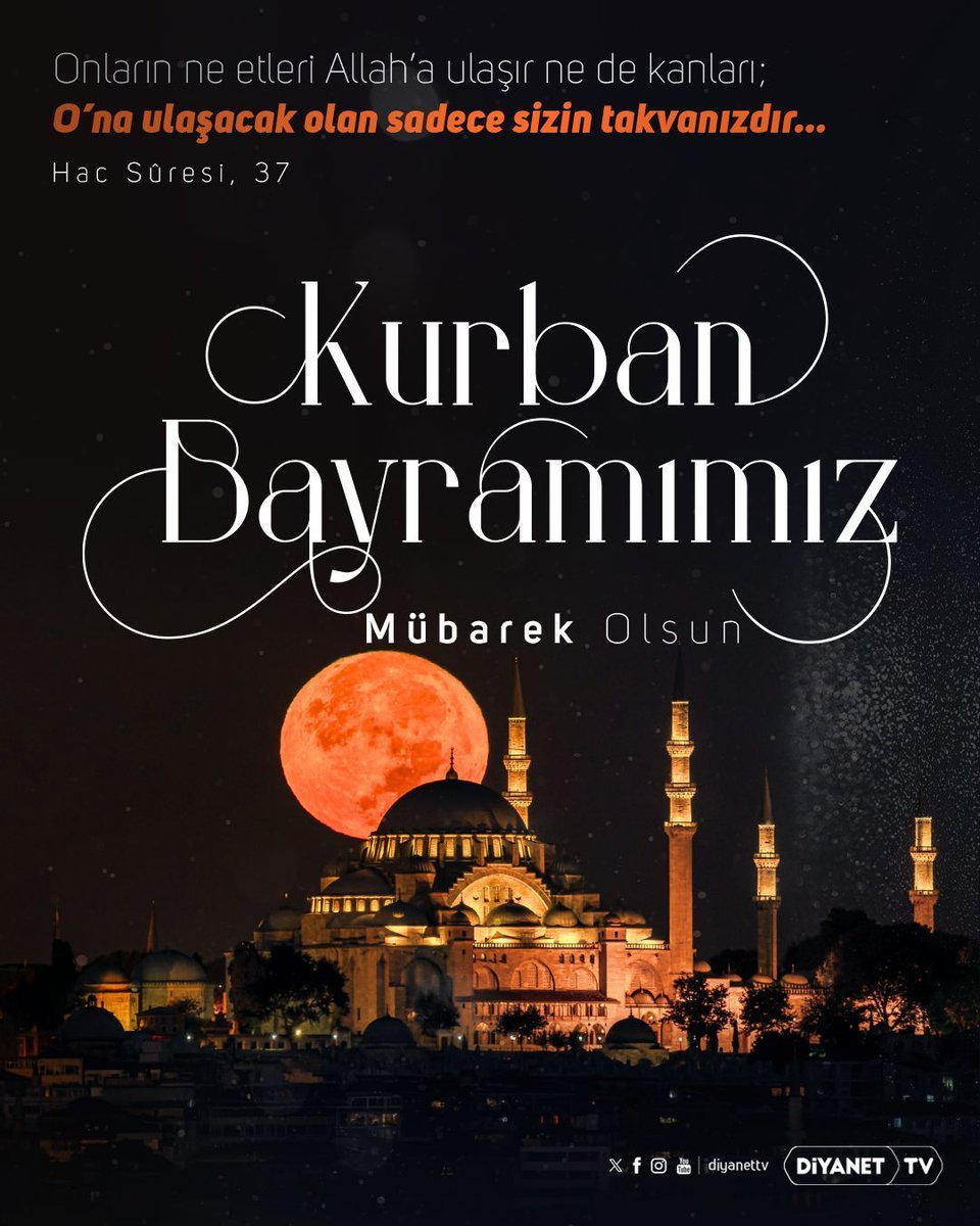 MuftuDini's tweet photo. Kurban Bayramımız Mübarek Olsun

Birlik, beraberlik ve kardeşlik duygularımızın pekiştiği mübarek Kurban Bayramı’na ulaşmanın huzurunu yaşıyoruz.

Bayramın, mazlumlara umut, darda kalanlara ferahlık, insanlığa barış ve esenlik vesilesi olmasını temenni ederim.

Dr. Seyit Badır https://t.co/OrGAbwDhiA