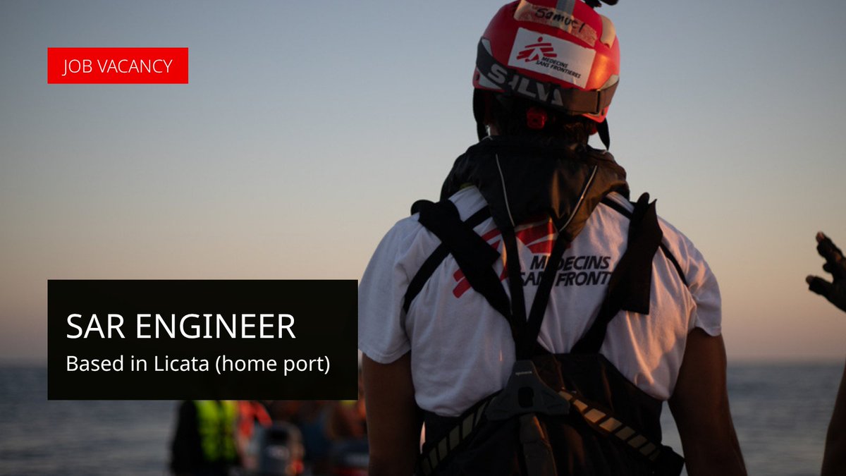 MSF_Sea's tweet photo. 📢We're hiring @MSF_Sea 

We’re looking for a SAR Engineer responsible for the engine room and the equipment maintenance of the ship’s engines, both at port and at sea.  

Apply👉https://t.co/lwjmxBVsgv https://t.co/L8emlhZVQc