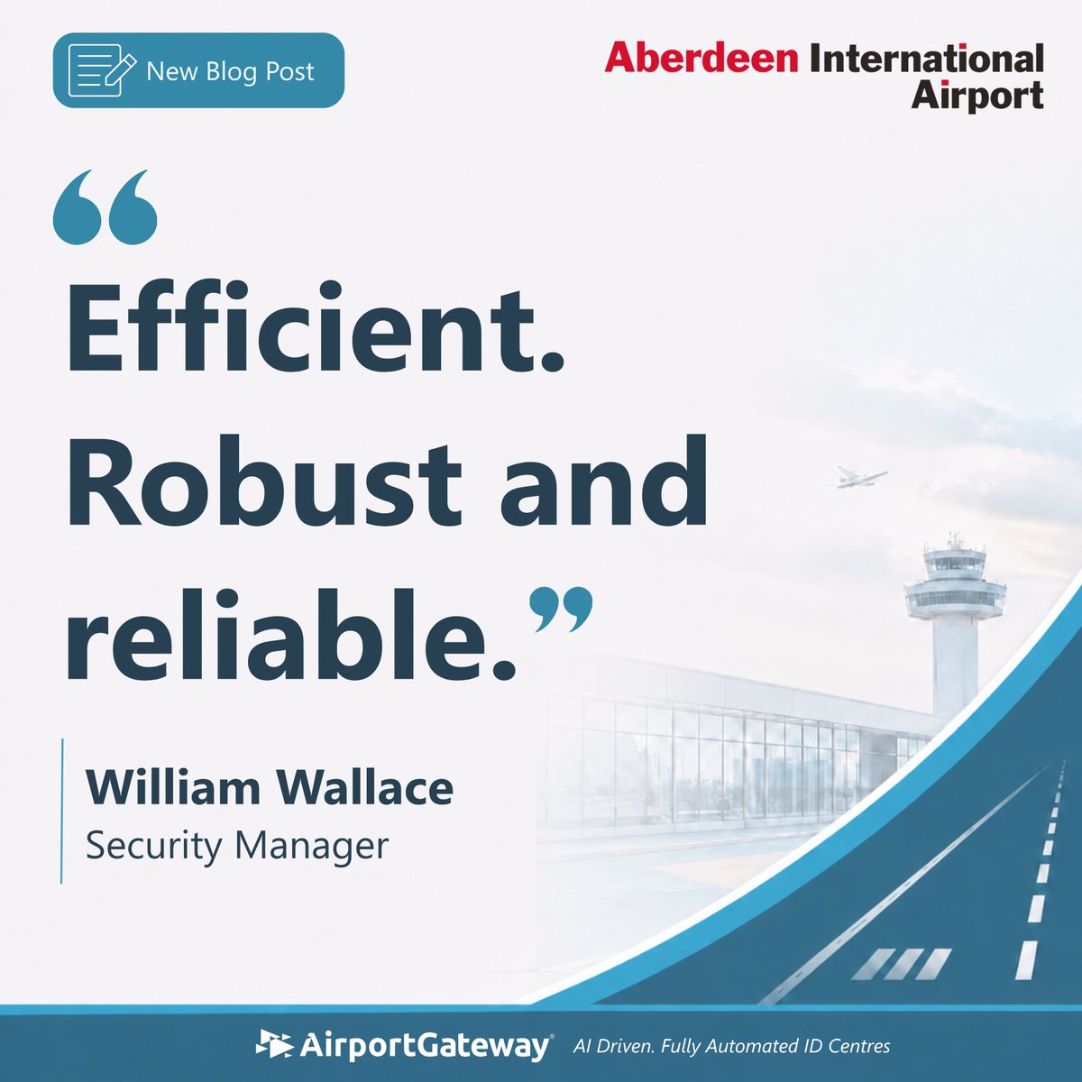 IDGateway's tweet photo. "Efficient. Robust and reliable."

Words from William Wallace, Security Manager at Aberdeen International Airport. 24/7 operations. North Sea helicopter traffic. Zero margin for error. Full audit trail. ✈️

Read here: https://t.co/uUTIa6uPJf
#AirportGateway #AirsideAccess https://t.co/9E2AgCk8T1