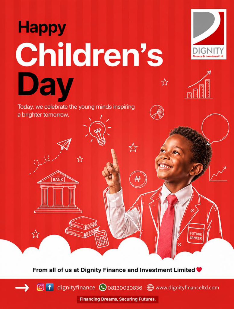 dignity_finance's tweet photo. Happy Children's Day, Give their dreams a head start with an investment in their name... From all of us at Dignity Finance and Investment Ltd https://t.co/Fys8VwxpJv