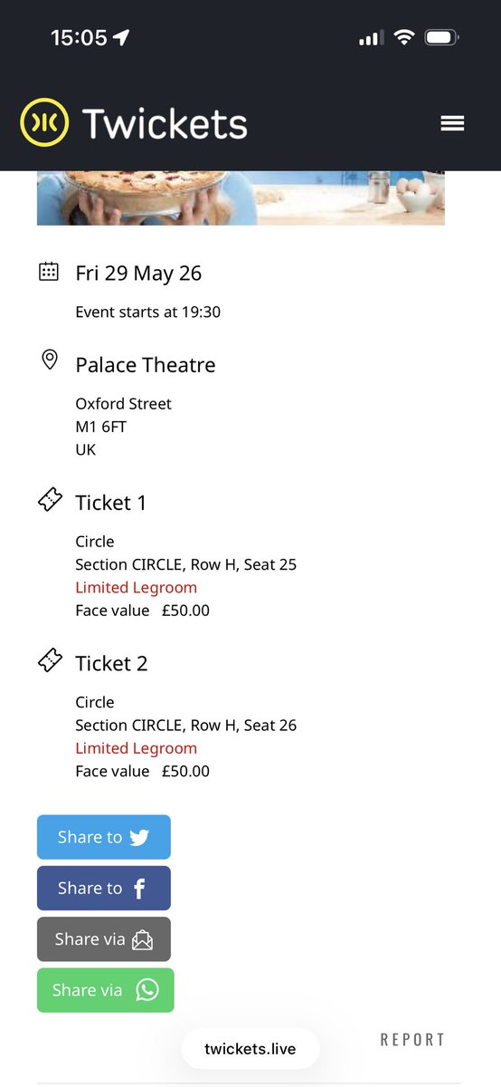landosv5's tweet photo. I’m selling 2 circle tickets for Waitress at the Palace Theatre, Manchester this Friday 29th on Twickets, less than face value. I can’t go anymore so hoping someone else can make use. 
https://t.co/D1T6NBoFXI https://t.co/unqMG7fYZK