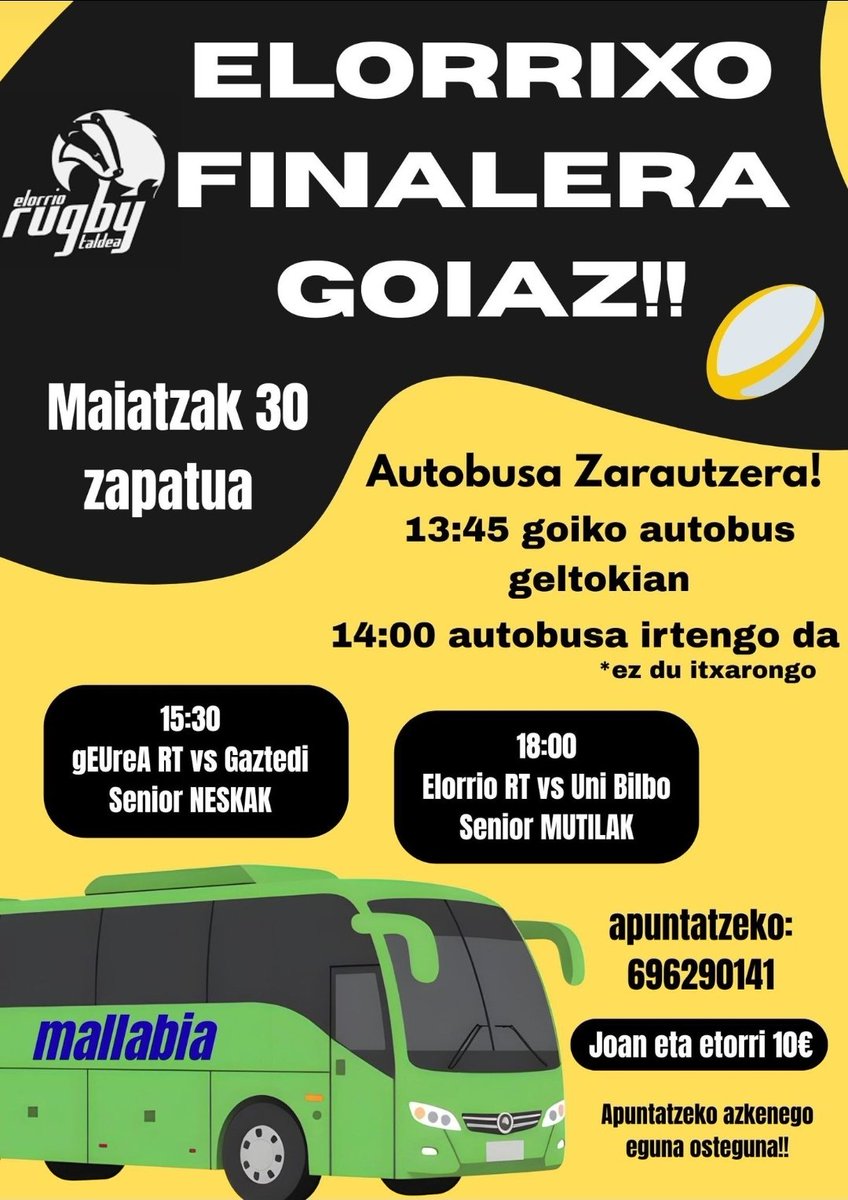 ElorrioRugby's tweet photo. Asteburu honetan danok zarautzera! https://t.co/nALM1jFYtu