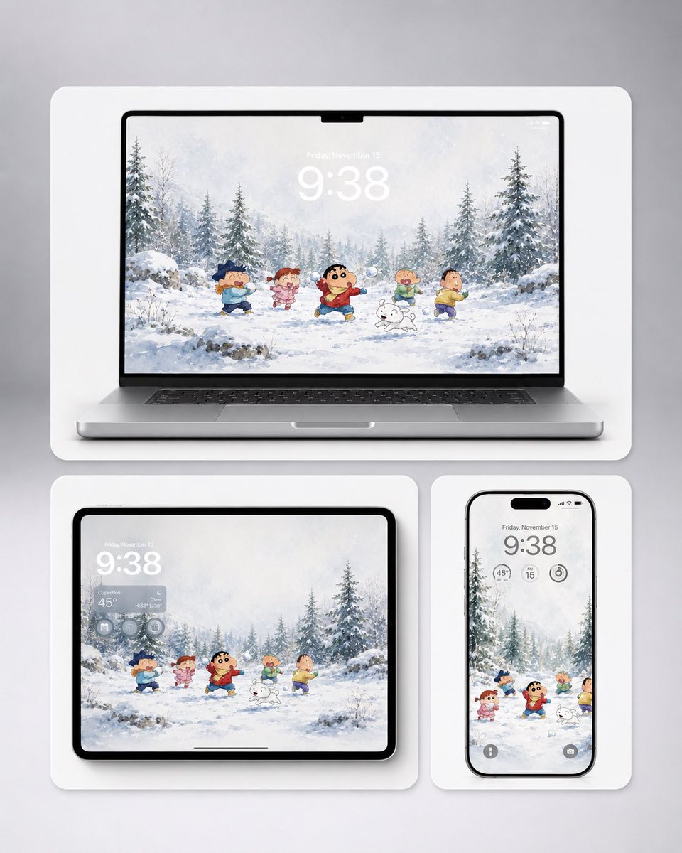 Shin-chan Winter Device Wallpaper Mockup