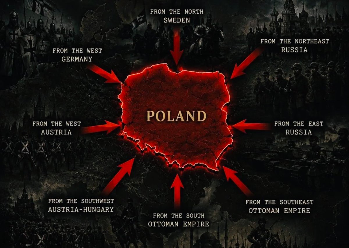 WojPawelczyk's tweet photo. Poland is one of the most invaded countries in the world. We've been invaded from every possible angle.

Poland would possibly be the richest country in Europe if we collected all war reparations. https://t.co/psSkAm99G8