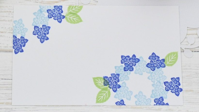 akanestamp's tweet photo. 季節のミニスタンプ🌿
紫陽花のお花をアレンジしてカード作り💠 https://t.co/Q85ivYgqsV