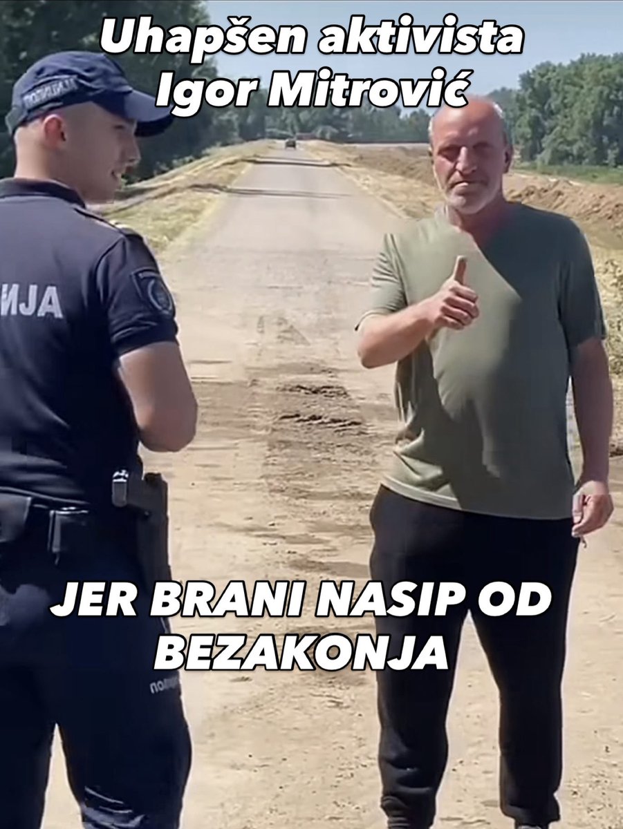 MostOstaje's tweet photo. Policija hapsi aktiviste jer divlje gradilište ne sme da stane.

Uprkos zabrani suda, divlja gradnja na Galovici, na Savskom nasipu, se nastavlja. 

Umesto da uhapsi izvođače nelegalnih radova, policija je uhapsila našeg saborca, mostobrana i aktivistu Igora Mitrovića, 👇 https://t.co/33disyFkYm