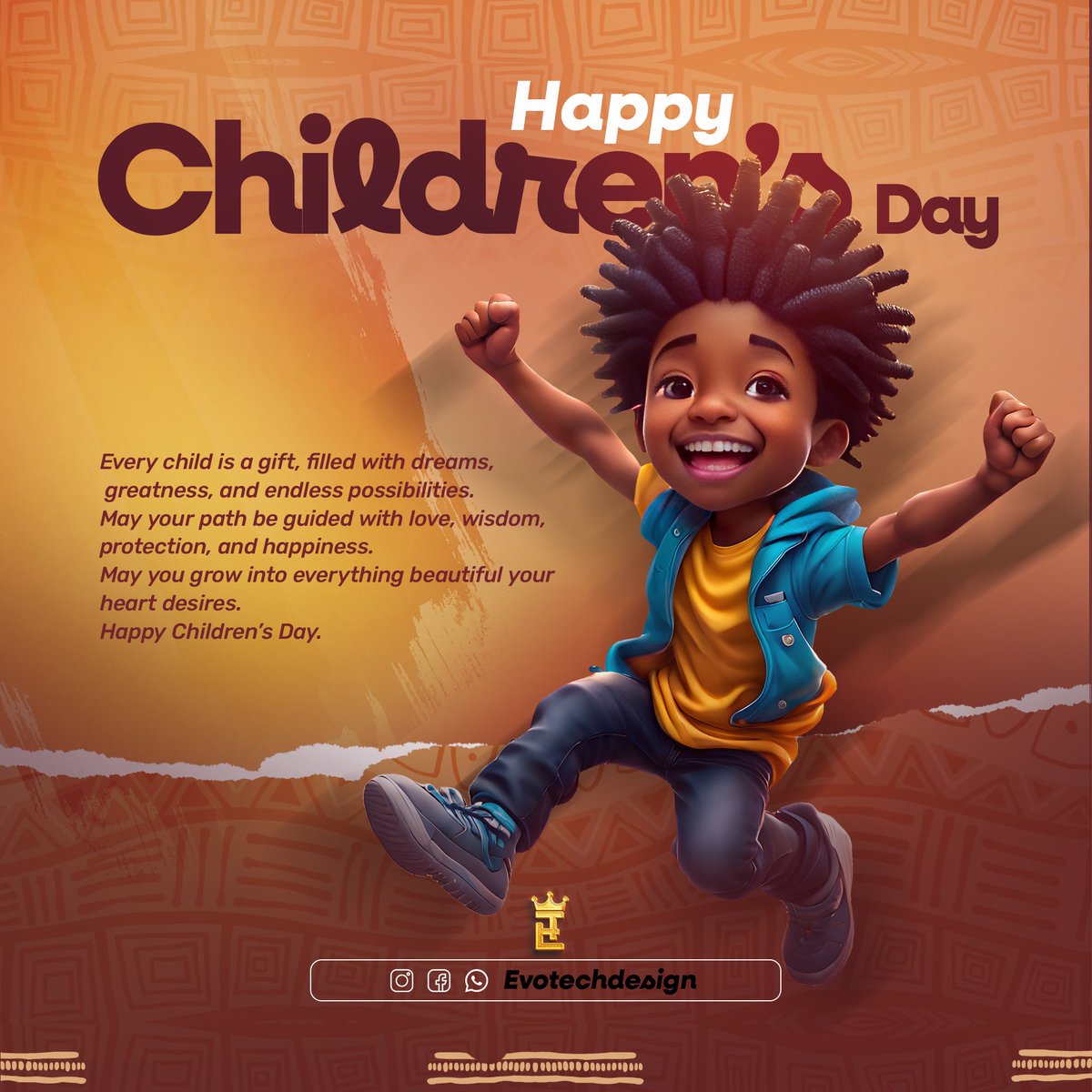 evotechdesign24's tweet photo. Happy Children’s Day to every child in Nigeria 🇳🇬❤️
May this generation grow beyond the struggles of today and witness a safer, better, and brighter nation. Every child deserves love, protection, education, and hope for the future ✨
#ChildrensDay #PrayForNigeria #FutureLeaders https://t.co/EnxSprqF4a