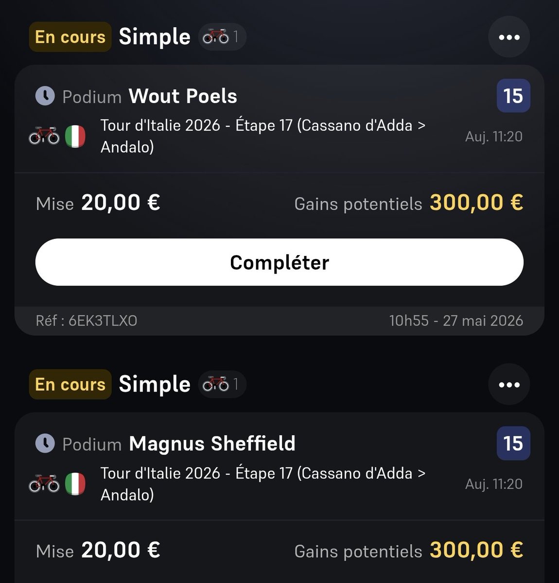 pronoland_'s tweet photo. Giro étape 17

Bettiol ou Christen à 11.5
Sheffield à 50, t3 à 15
Poels t3 à 15
Bouwman t3 à 25
Milesi à 60

Pas inscrit sur Winamax ? Reçois 10€ cash + 10€ freebet avec mon code : MER9HI

https://t.co/9t8AO31GOs 

Y a littéralement 100 mecs qui peuvent gagné aujourd'hui. J'ai principalement focus des profils de bons rouleurs qui savent grimper et qui ont une petite pointe de vitesse 🙏

❤️ /RT si tu suis !