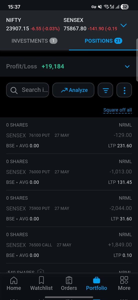 windoo11's tweet photo. 🗓️ 27 May 2026 #Sensex Monthly #expiry 

✅ Profit : 19000+19000+19000= +57,000 

Managed the volatility well and made some profit. 

NOT #verifiedbysensibull https://t.co/mSrQLtvUcW