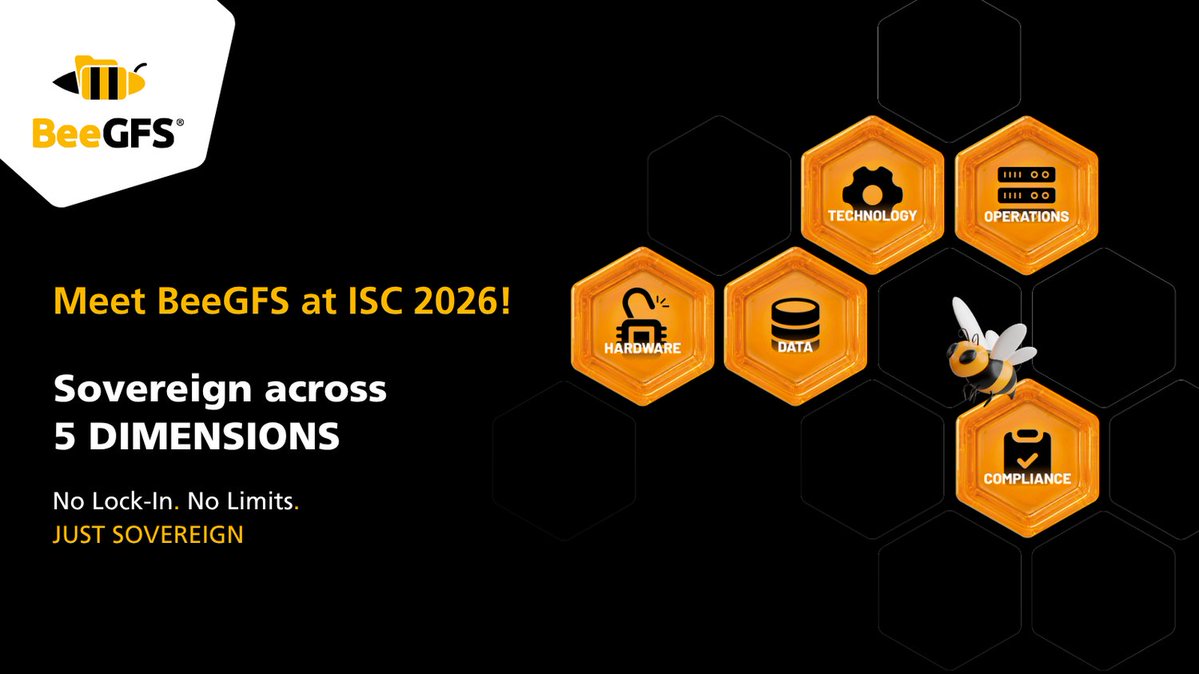 ThinkParQ's tweet photo. No Lock-in. No Limits. Just Sovereign. BeeGFS, high-performance parallel storage, is European-governed, hardware-agnostic and built around five sovereign dimensions. Learn more: https://t.co/0Ox3ww1aKq

Meet us at ISC 2026, Booth L40. Prebook your 1:1: https://t.co/hmpmk33es8 https://t.co/3cVa1wHdwk