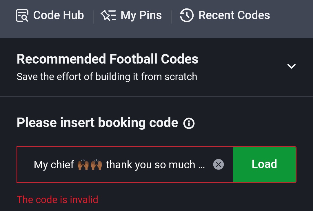 daz_stubbs's tweet photo. @39billion @sportingking365 Boss check the code from your end abeg it says invalid code https://t.co/atPfe3AIo7