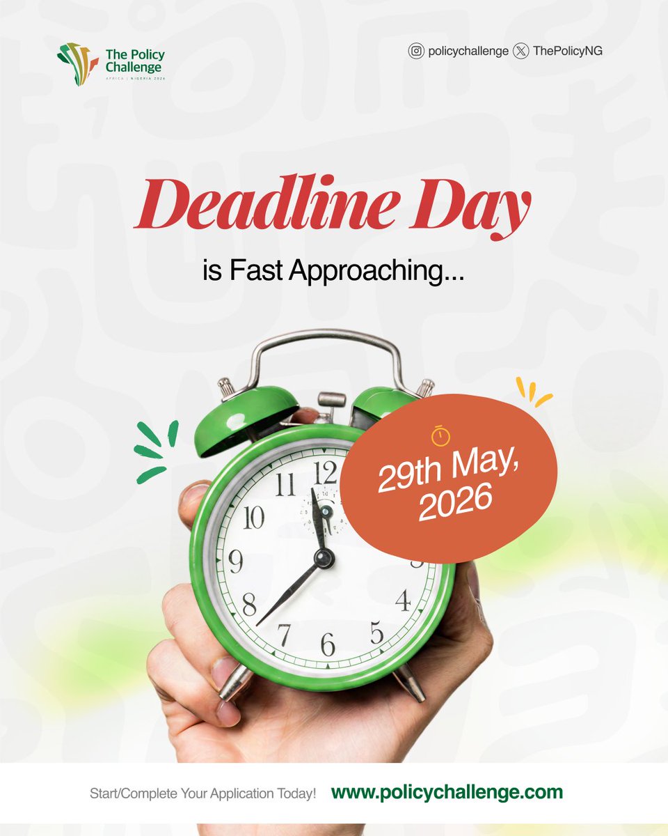 ThePolicyNG's tweet photo. Nigeria needs more voices at the table! Deadline day is almost here. Complete or start your application using the link in our bio. https://t.co/guEIhkn0vo