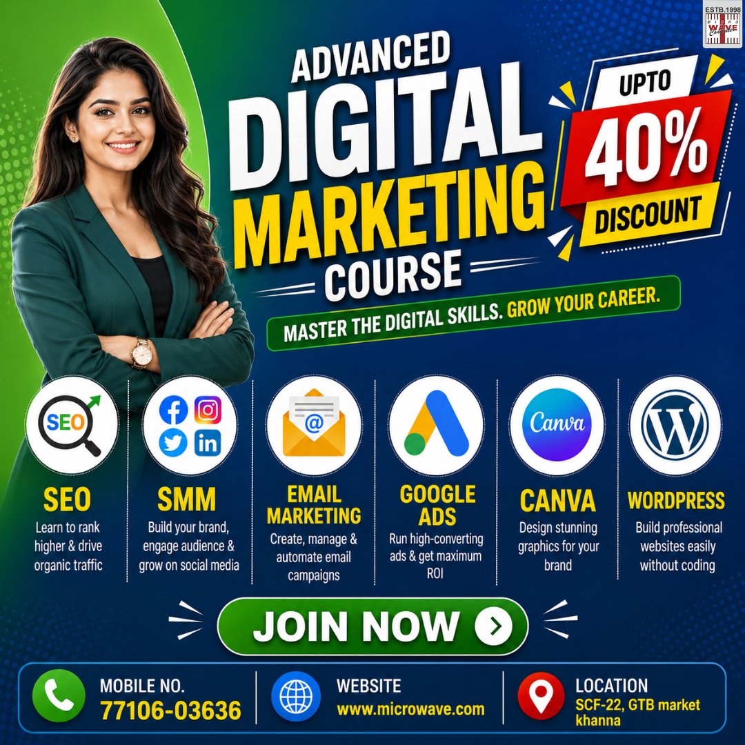arpi71840's tweet photo. ADVANCE DIGITAL MARKETING COURSE
Master the latest digital marketing skills with our Advanced Digital Marketing Course. Learn SEO, Social Media Marketing, Email Marketing, Google Ads, Canva, and WordPress with practical training. 
https://t.co/clPXtKowPN https://t.co/GJea1SXCin