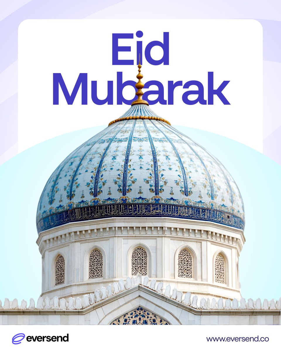 eversendapp's tweet photo. 🌙 Today is about faith, togetherness, kindness, and celebrating with the people who matter most 💙.

From our Eversend family to yours, we wish you a joyful Eid filled with peace, laughter, blessings, and beautiful memories ✨.

Happy Eid Mubarak 💙. https://t.co/mTDFHAkw3e