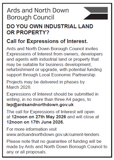 ANDborough's tweet photo. Ards and North Down Borough Council is seeking to increase the supply of suitable local business accommodation and invites Expressions of Interest (EoIs) from organisations that can help deliver new or improved space for economic use.

Read more: https://t.co/YI20gXj2J9 https://t.co/52shYJgKMN