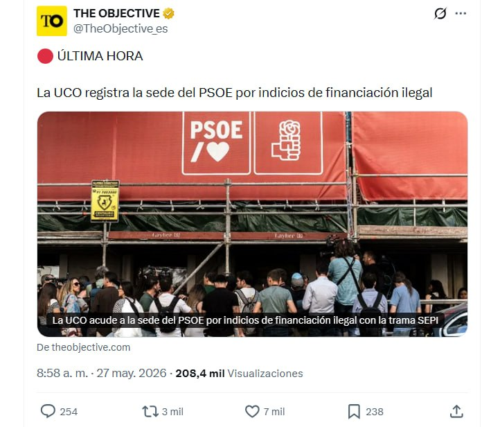 JulianMaciasT's tweet photo. El requerimiento de información por parte de la UCO se ha titulado de manera coordinada como "Registro en la sede del PSOE por financiación ilegal" justo antes de la sesión de control al gobierno.
8:45 El Confidencial
8.55 El Debate
8:58 The Objective
9:00 Informa Raido (EDAtv) https://t.co/jqzrKpLfNc