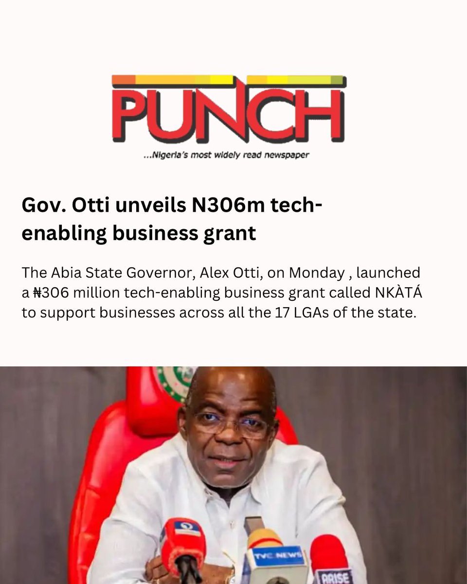 atsac_abia's tweet photo. This is what it looks like when a government invests in its people.
Abia State launched NKÀTÁ a ₦306M tech-enabling business grant covering all 17 LGAs.
Every Abia entrepreneur deserves the tools to grow.
Apply → https://t.co/mGjYjl1cZd
#ATSAC #Nkata #Nkata2026 #AbiaStateTech https://t.co/vYpVmO4nGV