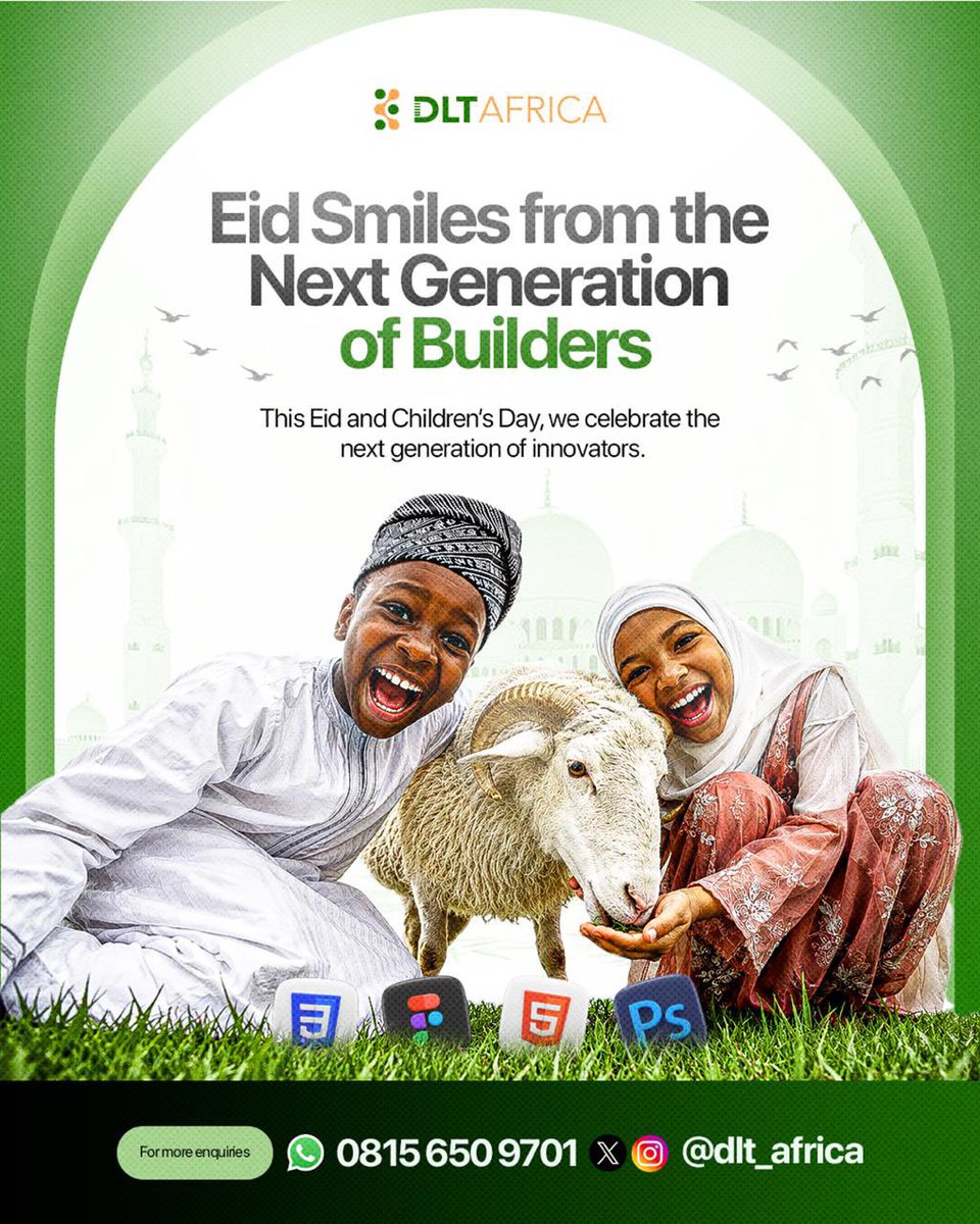 dlt_africa's tweet photo. Eid Smiles from DLT Hub ✨

This Eid al-Kabir, we celebrate the next generation of innovators — full of sacrifice, strength, and bright dreams for the future. 🌙🕌🐑💡 https://t.co/MYlGN66xBi